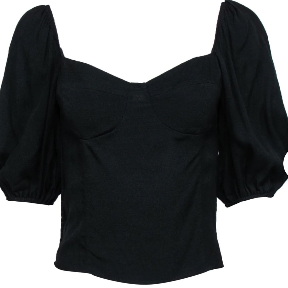 Reformation Black Puff Sleeve dress
